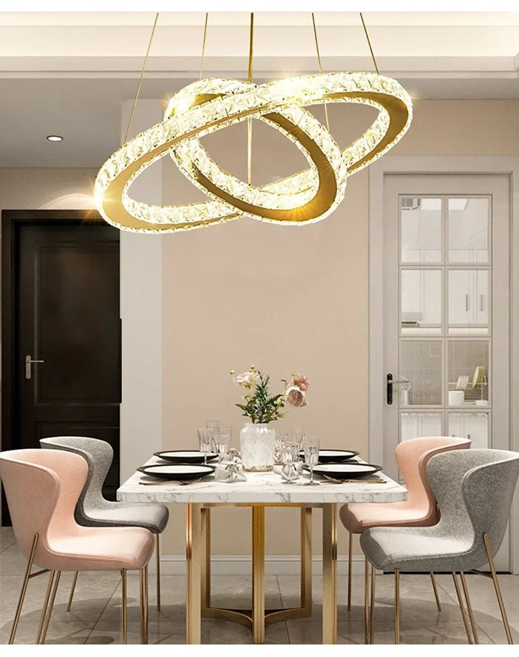 2024 Modern Crystal Ceiling Hanging Chandeliers for Living Dining Table Room Bedroom Lamps Home Decorations Pendant Light Lustre
