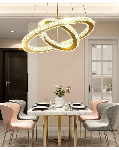 2024 Modern Crystal Ceiling Hanging Chandeliers for Living Dining Table Room Bedroom Lamps Home Decorations Pendant Light Lustre