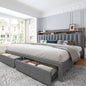 Queen Bed Frame with Headboard and Storage, Upholstered Queen Bed Frame with Storage, Queen Size Bed Frame with 2 Drawers