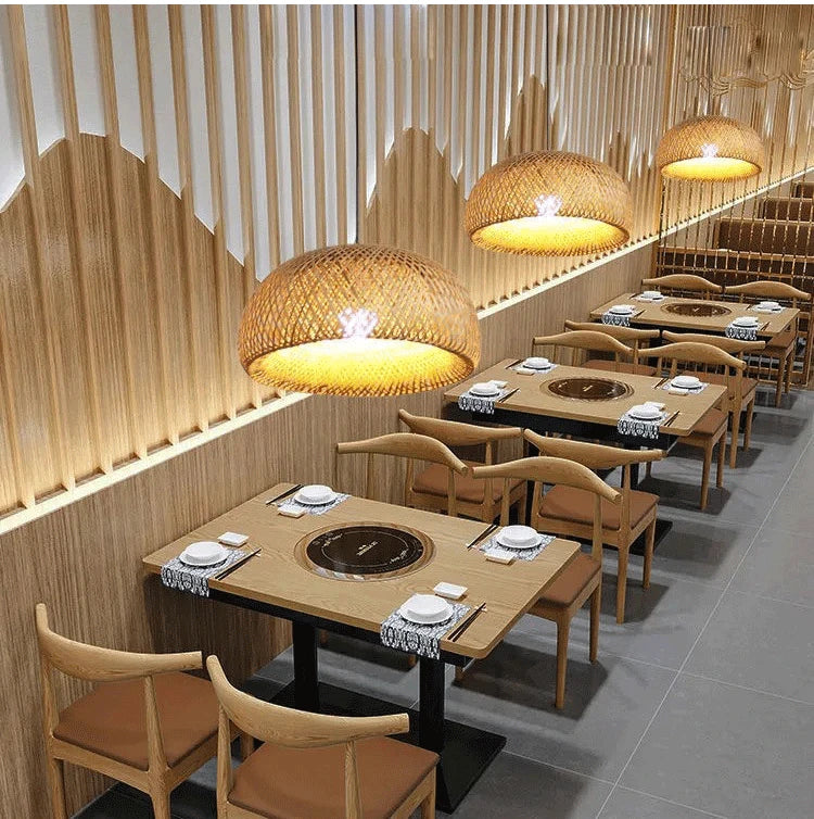 Bamboo Lantern Bamboo Woven Chandelier Chinese Restaurant Tea Room Chandelier Japanese Restaurant Straw Hat Rattan Woven Chandel