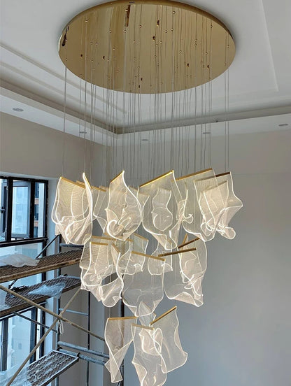 Light Guide LED Modern Chandelier living room decor lighting Duplex Rotating Stairs Pendant Lamp Dining room Hanging Lights