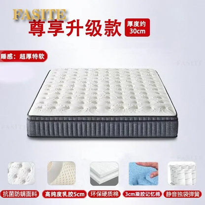 Natural latex independent spring 30cm mattress mute Simmons mattress super soft thickened