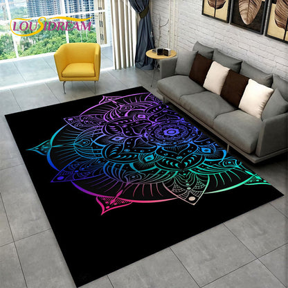 Bohemia Mandala Geometric Area Rug,Carpet Rug for Home Living Room Bedroom Sofa Doormat Kitchen Decor,Kid Non-slip Floor Mats