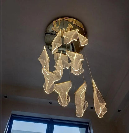 Light Guide LED Modern Chandelier living room decor lighting Duplex Rotating Stairs Pendant Lamp Dining room Hanging Lights
