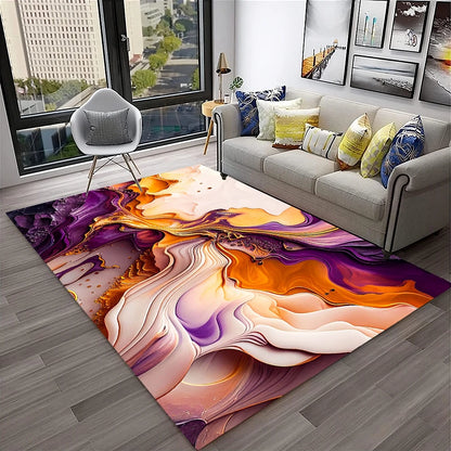 HD Colour Fluid Irregular Illusion Marble 3D Carpet Rug for Home Living Room Sofa Doormat Decor,kids Area Rug Non-slip Floor Mat