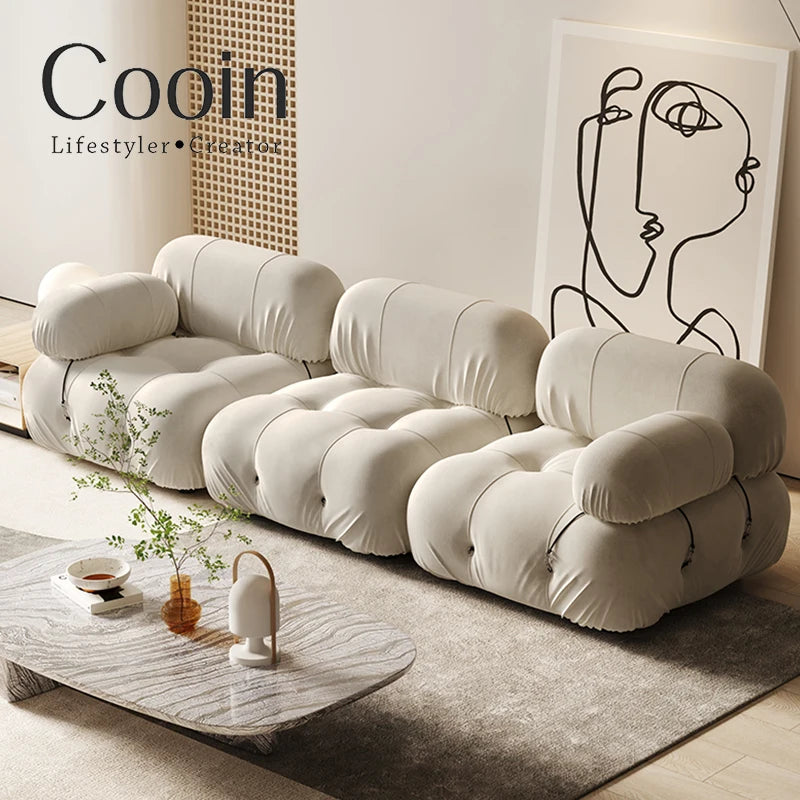 Combination square sofa Mario bedroom small apartment full sponge vacuum compression Living room leisure chair lazy fabric sofa