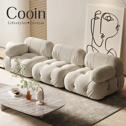 Combination square sofa Mario bedroom small apartment full sponge vacuum compression Living room leisure chair lazy fabric sofa