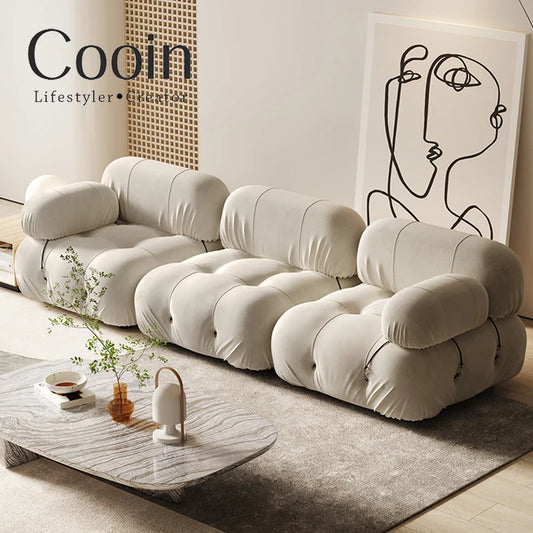 Combination square sofa Mario bedroom small apartment full sponge vacuum compression Living room leisure chair lazy fabric sofa