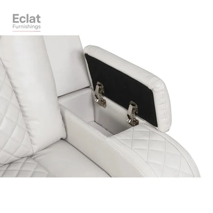 Luxury Faux Leather Power Reclining Loveseat in Ice - Modern Sofa Set for Living Room Furniture