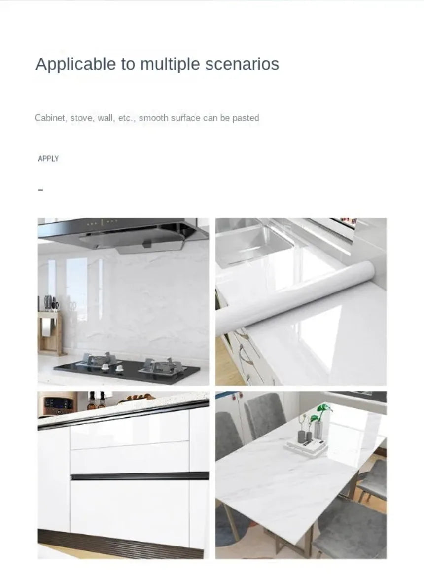 80cm Width Oil Proof Wall Stickers Waterproof Foil Wallpaper Marble Self Adhesive Mould Proof Sticker for Kitchen Bathroom Decor