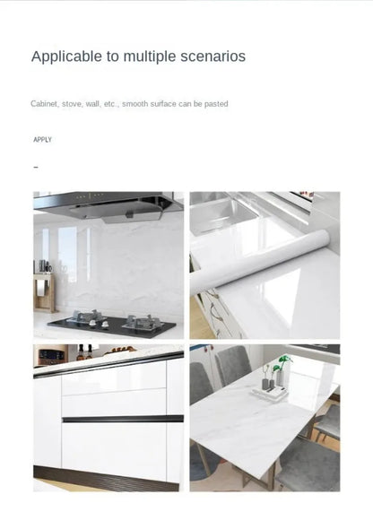 80cm Width Oil Proof Wall Stickers Waterproof Foil Wallpaper Marble Self Adhesive Mould Proof Sticker for Kitchen Bathroom Decor