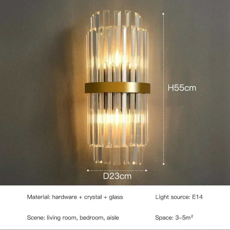 LED Luxury Crystal Wall Lamps For Living Room Hall Foyer Hotel Indoor Home Art Decor Wall Sconces Gold Bedside Lights Wall Light