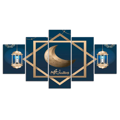 5 Panel The Quran Islamic Calligraphy Canvas Painting Motto Mosque Posters Prints Wall Art Canvas Printed Pictures Home Decor