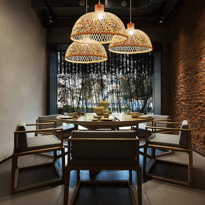 Zen Bamboo Chandelier New Chinese Lantern Hotel Chinese Style Restaurant Restaurant Bamboo Artwork Duplex Staircase Long Chandel