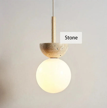 Cream Style Pendant Lamp Bedroom Bedside Led Chandelier Stone Wood Light Designer Bauhaus Medieval Restaurant Bar Small Lights