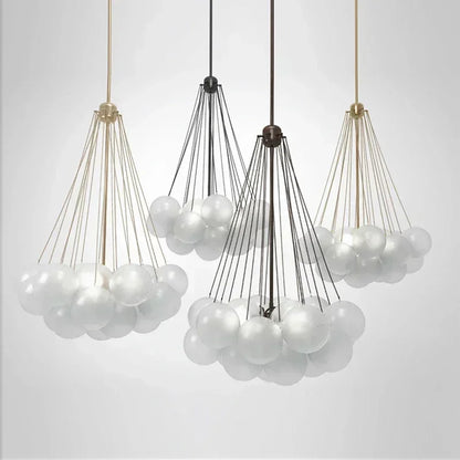 Nordic Bubble Glass Chandelier for Living Dining Table Room Decoration Frosted Glass Gold Black LED Ceiling Pendant Light