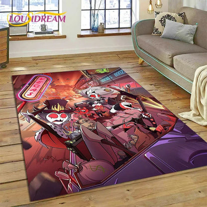 Cartoon H-Helluva Boss Blitzo H-Hazbin Hotel Carpet Rug for Bedroom Living Room Home Sofa Decoration,Child Large Decor Floor Mat