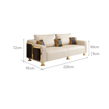 Modern Luxury Leather with Wooden Sofa Set, Fashion 2/3/4 Seater Sofa, Leather Couch for Living Room Accept Customzied Color