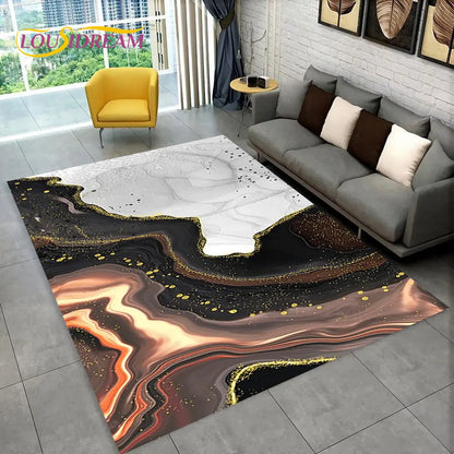 3D Colour Gold Nordic Marble Splendid Area Rug,Carpet for Home Living Room Bedroom Sofa Doormat Kitchen Decor,Non-slip Floor Mat