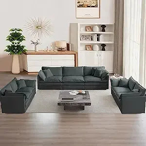 Luxury oversized 3-piece sofa set, 2-piece 2-seater and 1-piece 3-seater sofas, modern and comfortable cloud sofa set