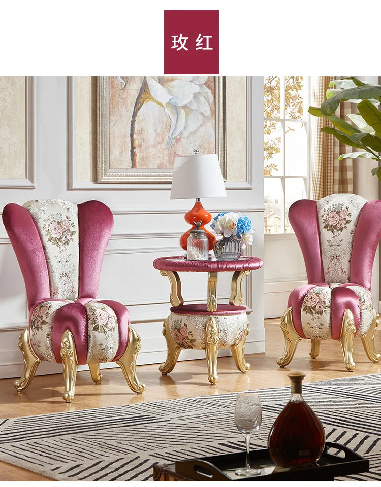 European-Style Leisure Chair Coffee Table Three-Piece Living Room Sofa Couch Balcony Table and Chair Living Room