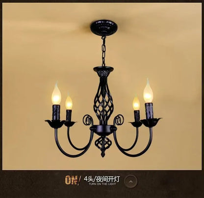 American Simple Living Room Light Modern Dining Room Bedroom Chandelier Black Iron Nordic Style Room Decoration Lighting Chandel