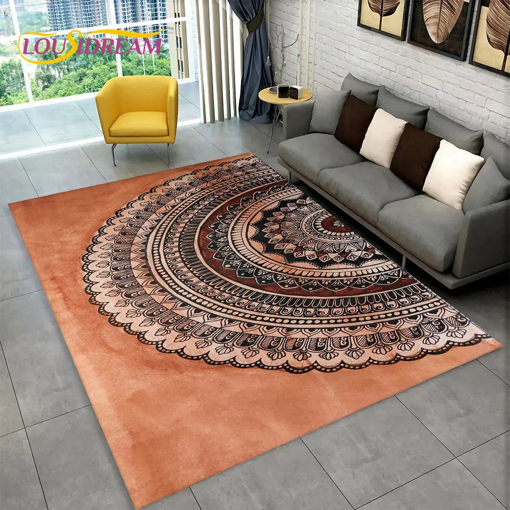 Bohemia Mandala Geometric Area Rug,Carpet Rug for Home Living Room Bedroom Sofa Doormat Kitchen Decor,Kid Non-slip Floor Mats