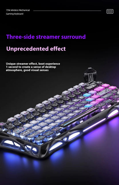 GravaStar 75k1pro Esports Gaming Mechanical Keyboard 79 Key Cyberpunk Theme Aluminum Alloy Keyboard Tablet Laptop Office Gaming