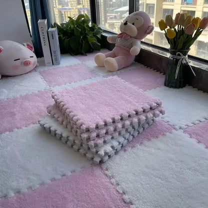EVA Crawling Mat Stitching Suede Floor Mat Baby Play Mat Home Fashion Living Room Bedroom Puzzle Foam Carpet 30*30*1x1.0cm