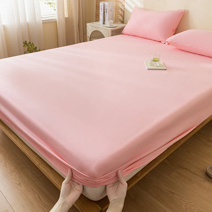 Waterproof Fitted Sheet Single Double Queen Size Mattress Cover Solid Color Fit Sheet 80x200 180x200 With Elastic Band Bed Sheet