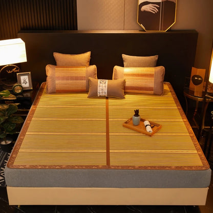 Double Fold Cool Mattress Summer Sleep Mat 100% Bamboo Mat Natural Comfortable High-quality Printed Mattress 1.8/2.0 Dormitory