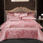 Floral Jacquard Satin Duvet Cover Set Queen 3 Piece Luxury Silk Like Bedding Comforter Covers with Zipper Closure & Corner Ties