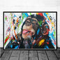 Canvas Wall Art Painting Abstract Banksy Graffiti Art Picture Funny Monkey Street Pop Wall Art Posters for Home Bedroom Decor