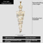 Post-Modern Duplex Villa Hall Crystal Chandelier Simple Light Luxury Jump Floor Floor Rotating Hollow Long Strip Crystal Chandel