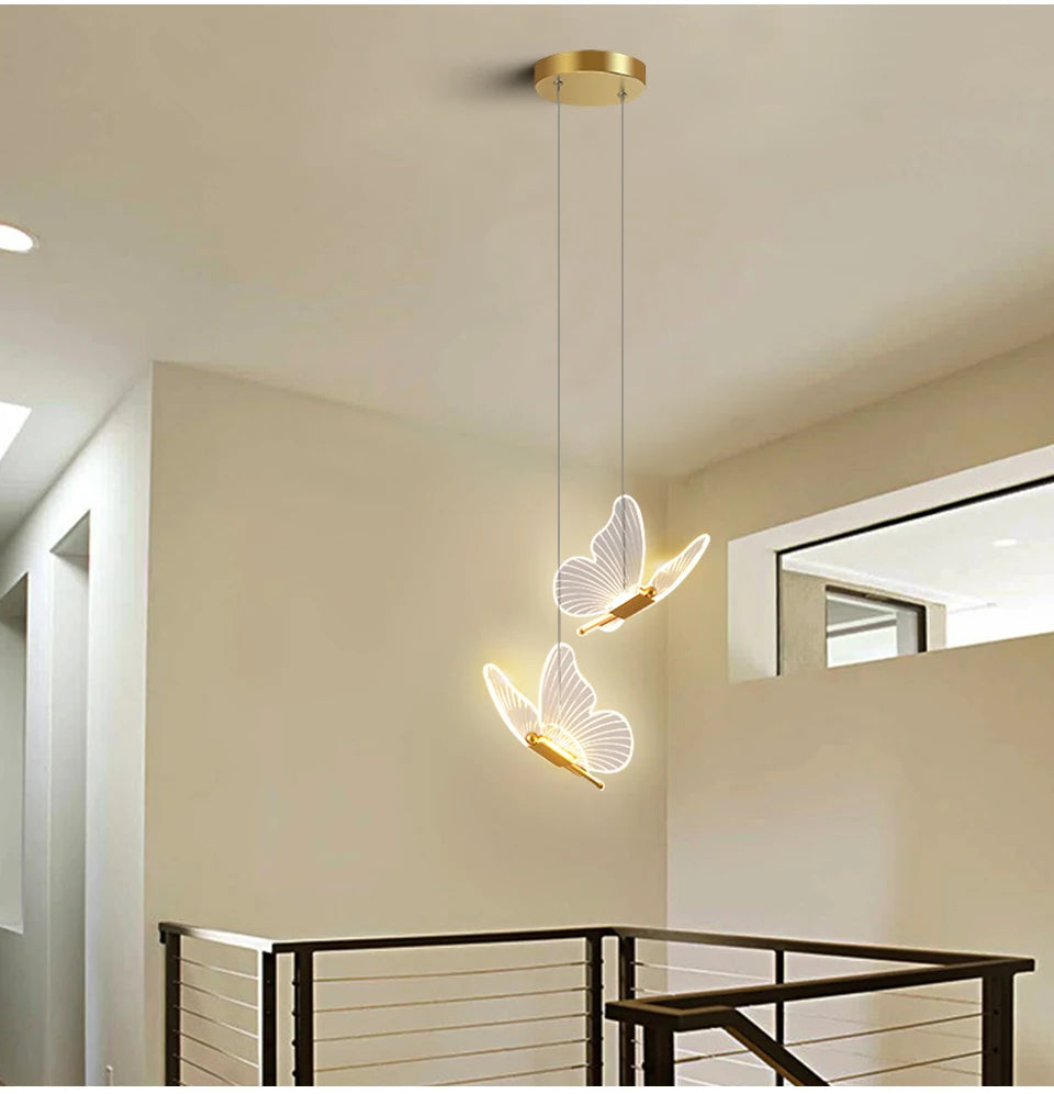 Butterfly Chandelier LED Ceiling Pendant Light Hanging Lamp Dining Living Room For Home Decora Indoor Lighting Bedroom Luminaire