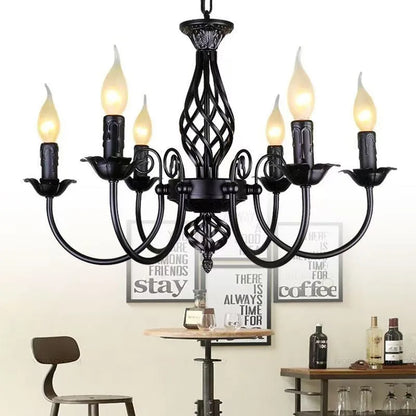 American Simple Living Room Light Modern Dining Room Bedroom Chandelier Black Iron Nordic Style Room Decoration Lighting Chandel