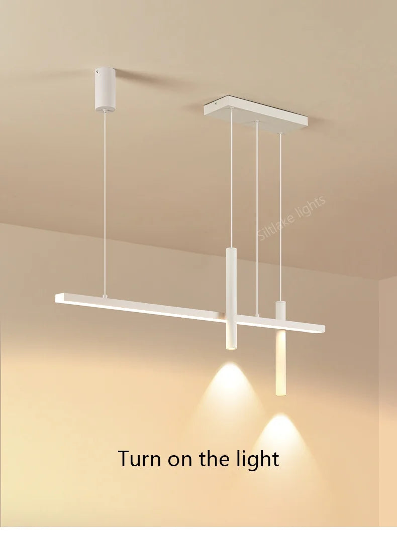 New restaurant chandelier modern simple dining room table bar lights long strip spotlight creative designer pendant lamps