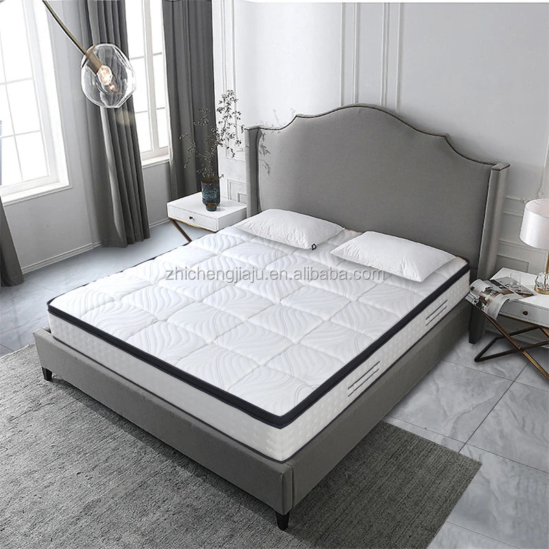High Quality Hotel Natural Latex King Queen Size Memory Pillow Top Foam Bed Pocket Spring Mattress in a Box