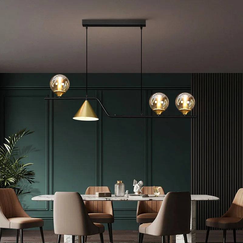 Nordic Black LED Chandelier For Living Room Kitchen Modern Home Indoor Ceiling Lighting Fixtures Glass Ball E14 Hanging Lamps