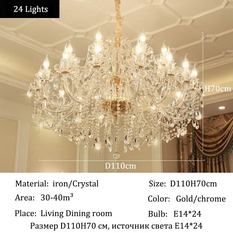 Luxury Home Crystal Chandeliers Villa Lighting for Living Room Decorate Ceiling Pendant Lamps Indoor Hanging Led Lights Fixture