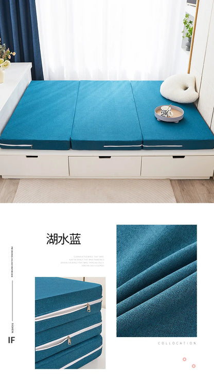 Folding Mattress Queen Size Memory Foam Mattress Japanese Tatami Sponge Mattress Multifunctional Removable Washable Mattress Pad