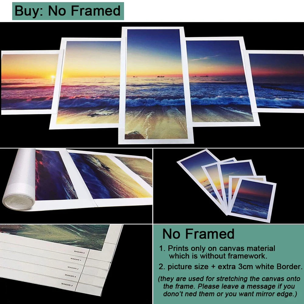 5 Pieces Canvas Wall Arts Poster Painting Flower Plum Purple Modular Picture Print Home Decor For Living Room Wallpaper Artwork