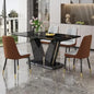 Marble Dining Table Set,Modern Dinings TablewithMDF Base Dinings Room Table and 4 Upholstered Metal Leg Chairs,Dining Room Sets