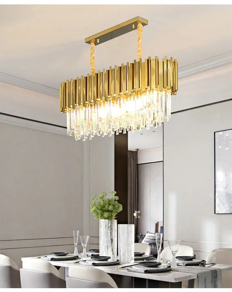 Light luxury golden luxury chandelier interior lighting hotel living room ceiling Led glossy lighting fixture crystal chandelier