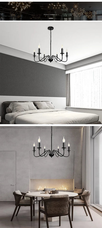 Retro Loft Living Room Chandelier Lighting E14 Vintage American Style Black/Gold Ceiling Chandelier Household Dining Room Light