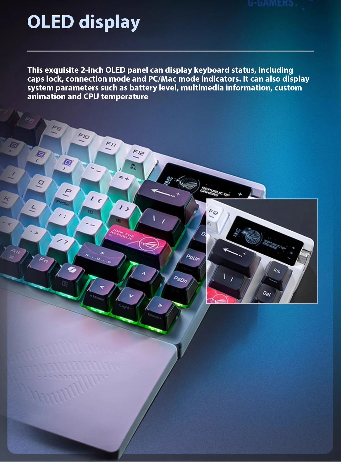 ROG Azoth X Wireless Tri-mode Mechanical Keyboard Hot Swap 2“OLED Screen Gasket Mount Custom PC Esport Laptop Gaming Keyboards