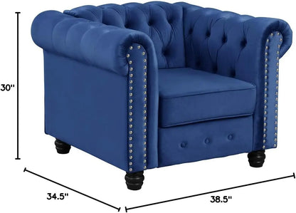 Chair for Living Room,Velvet No Sagging, Living 24'' Comfy Seat Depth, Accent Tool-Free Assemble