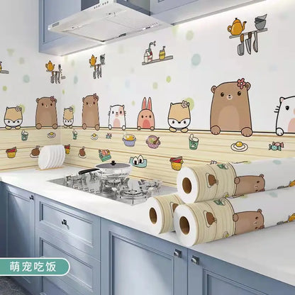 Kitchen Stove Oil-proof Sticker Waterproof High Temperature Resistant Wallpapers Kitchen Decoration Self Adhesive Contact Paper