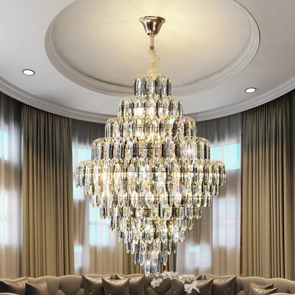 Designer LED Light Luxury Villa Main Hall Crystal Chandelier Luxury Hotel Restaurant Sales Office Custom Lights Pendant lights