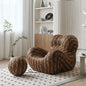 Luxury Mom's Embrace Bean Bag Sofa with Ottoman Modern Striped Cozy Seating for Living Room Bedroom Lounge Chair Decor Furniture